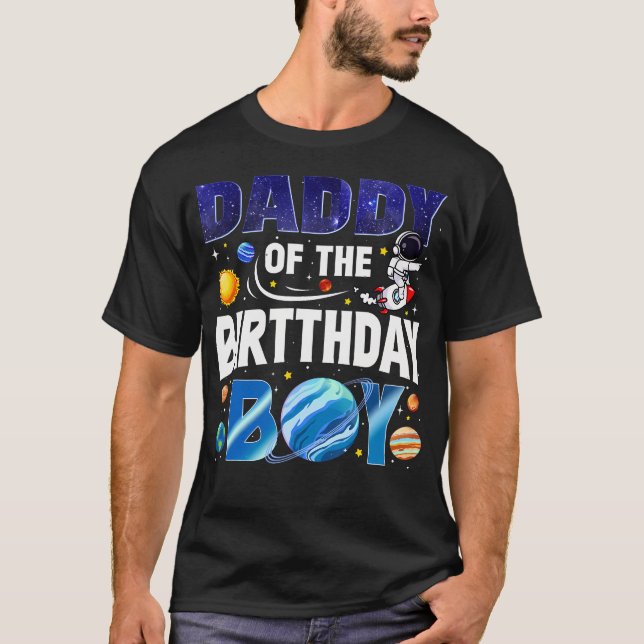 Pappa till födelsedagsgrabben Astronaut Rymdplanet T Shirt (Framsida)