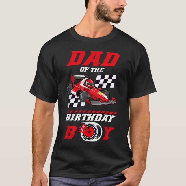 Pappa till födelsedagsgrabben Pit Crew Racingbil T Shirt (Framsida)