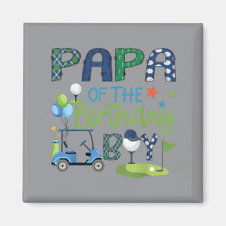 Pappa till födelsedagspojken hål i ett golf sport magnet