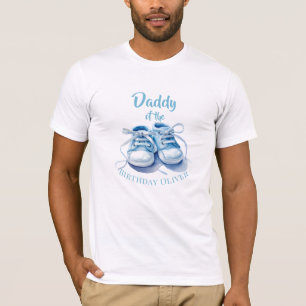 Pappa till födelsedagspojken Vattenfärg Blå Baby T Shirt