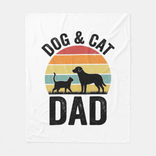Pappa till hund och katt Vintage-design för älskar Fleecefilt