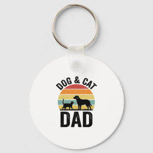 Pappa till hund och katt Vintage-design för älskar Nyckelring