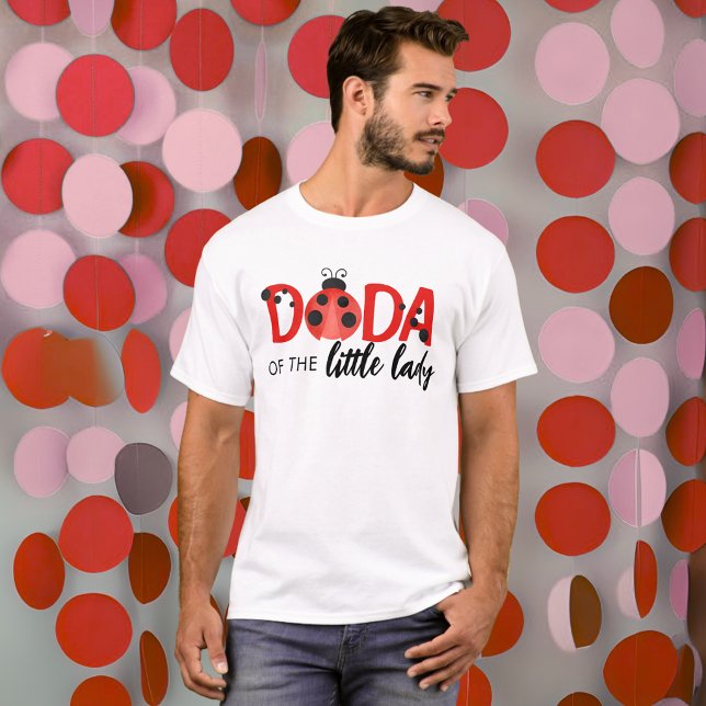 Pappa till lilla damen födelsedagsfest t-shirt (Watercolor Ladybug Birthday Party Shirt for "Dada of the Little Lady")