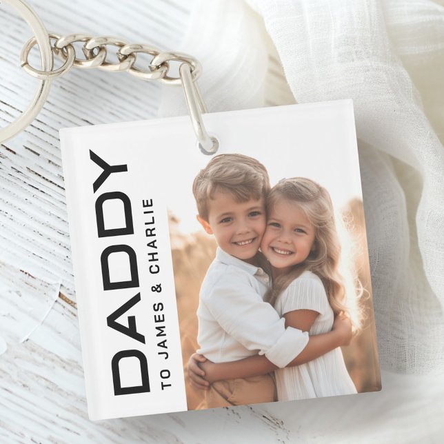 Pappa till namn-foto fars dag (Daddy to kids names photo fathers day keychain)