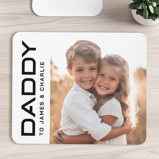 Pappa till namn-foto fars dag musmatta (Daddy to kids names photo fathers day mouse pad)
