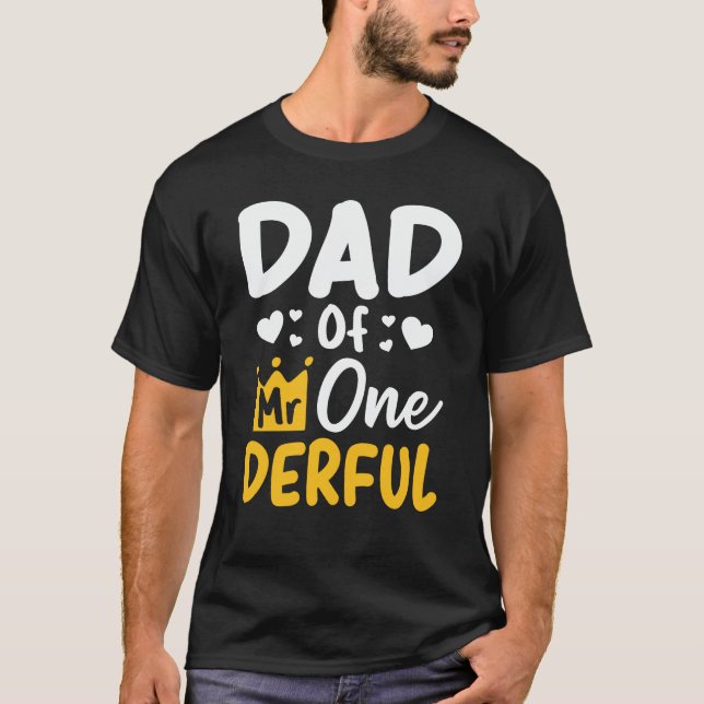 Pappa till Onederful 1:a Birthday Party Matching T Shirt (Framsida)