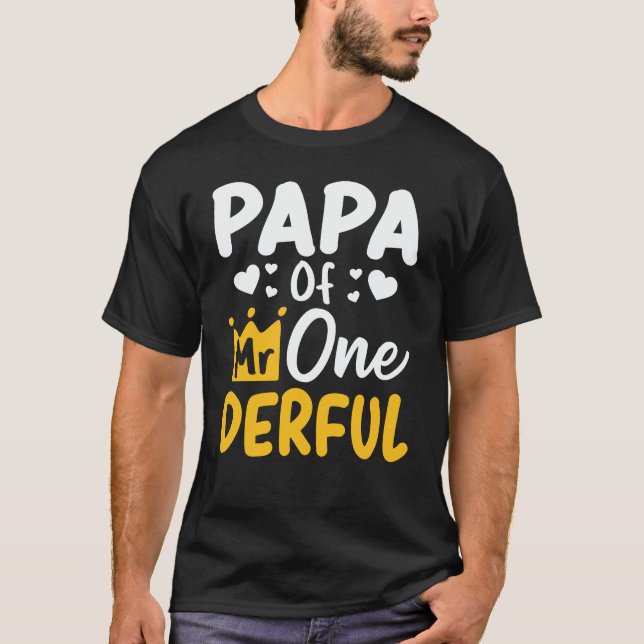 Pappa till Onederful 1:a födelsedag Party Matching T Shirt (Framsida)