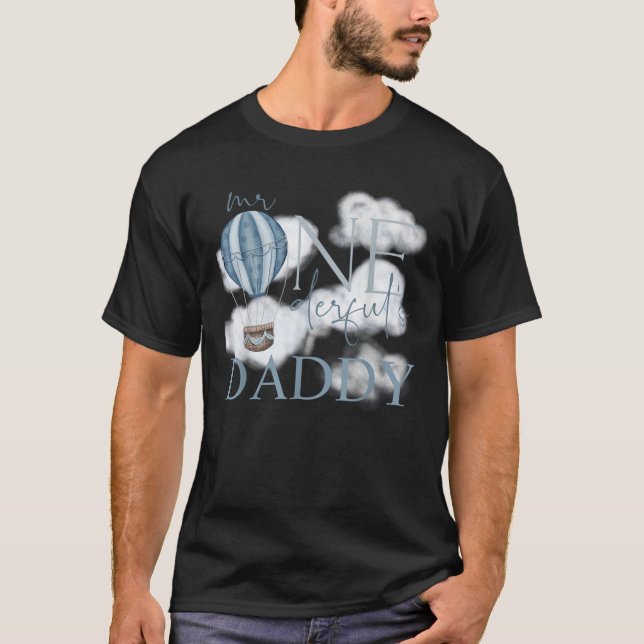 Pappa till Onederful Luftballong Blue 1st Bir T Shirt (Framsida)