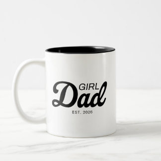 Pappa till tjej Est. 20XX Fars dag Pappa present Två-Tonad Mugg