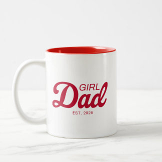 Pappa till tjej Est. 20XX Fars dag Pappa present Två-Tonad Mugg