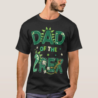 Pappa till två Rex födelsedagsdinosauriefamilj T Shirt