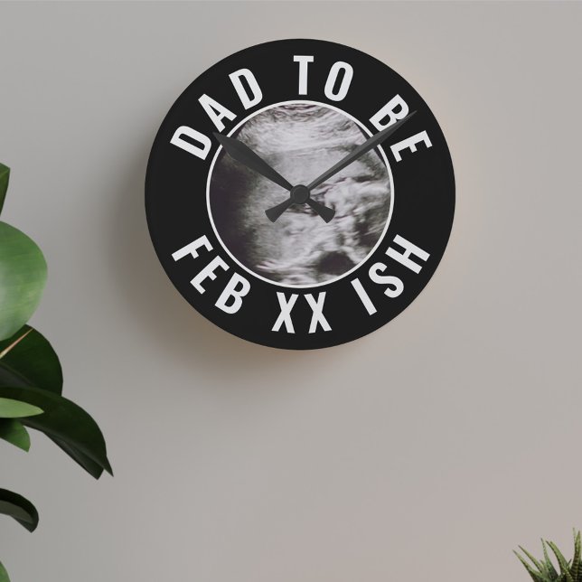 Pappa till Ultraljudshugglås för ultraljud Anpassn Rund Klocka (Surprise the Dad to be with this clock! He'll not be expecting that)