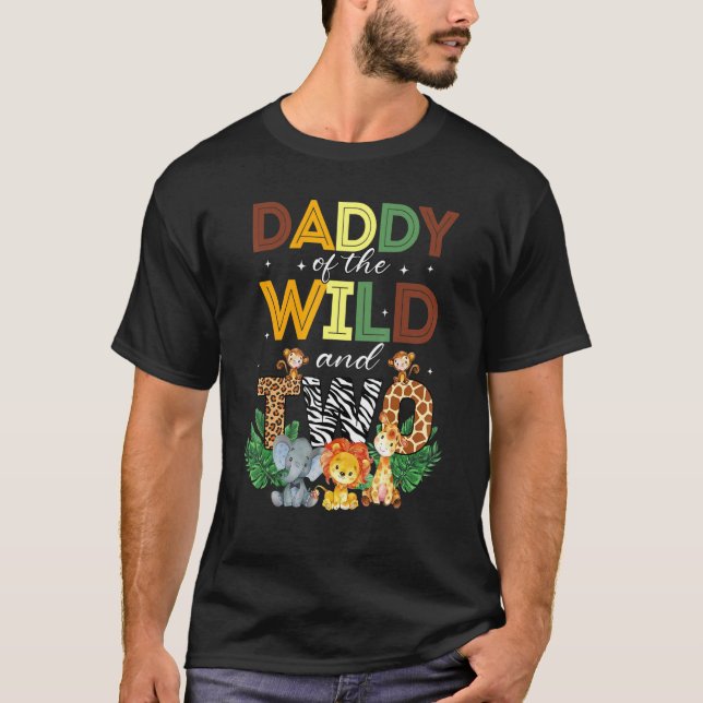 Pappa till Vild 2 Zoo Birthday Safari Jungle A T Shirt (Framsida)