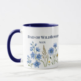Pappa till vilda blommor Blå Blomma Anpassat Namn Mugg