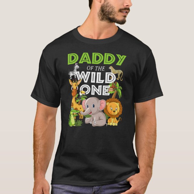 Pappa till Vilden One Zoo Birthday Safari Jungle T Shirt (Framsida)