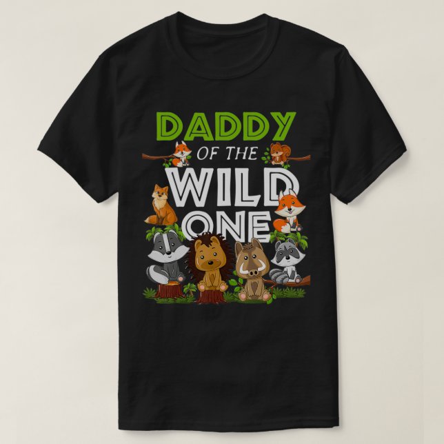 Pappa till Vilden One Zoo Birthday Woodland Animal T Shirt (Design framsida)