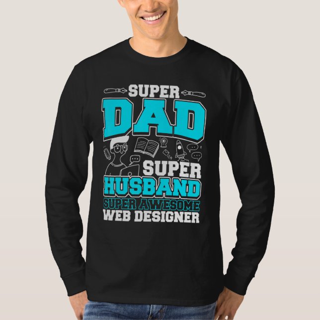 Pappa Toppen Fantastisk Webben  Er T Shirt (Framsida)