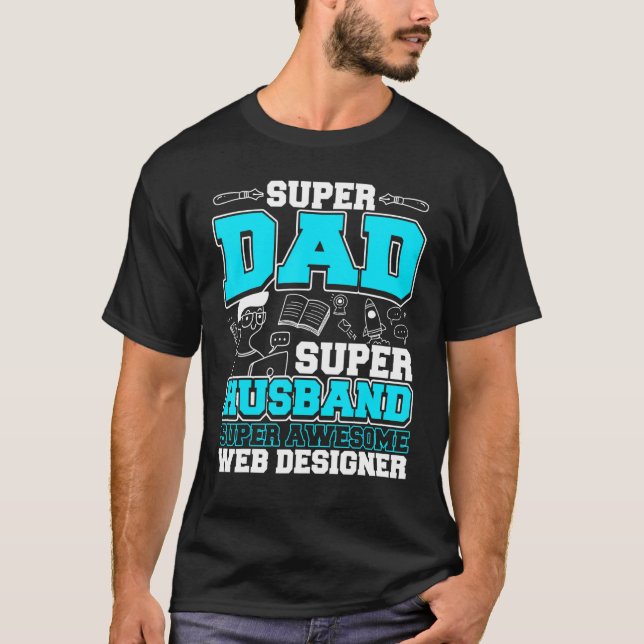 Pappa Toppen Fantastisk Webben  Er T Shirt (Framsida)
