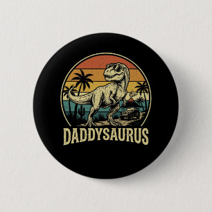 Pappa Trex Dinosaurie Pappasaurus Retro Fars Dag  Knapp