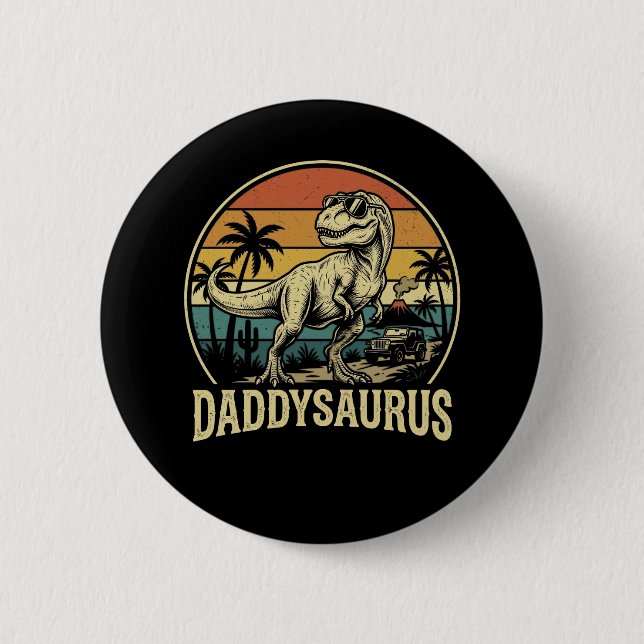 Pappa Trex Dinosaurie Pappasaurus Retro Fars Dag  Knapp (Framsida)