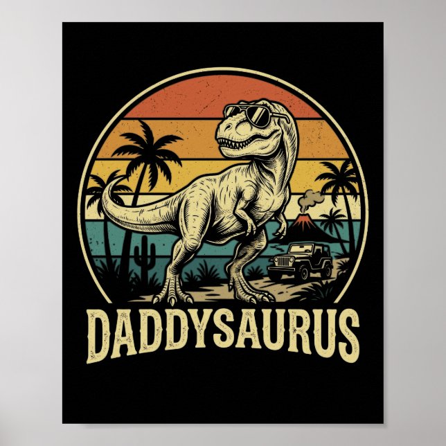 Pappa Trex Dinosaurie Pappasaurus Retro Fars Dag  Poster (Framsidan)