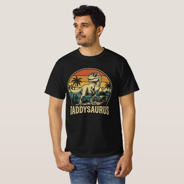 Pappa Trex Dinosaurie Pappasaurus Retro Fars Dag  T Shirt (Hel framsida)