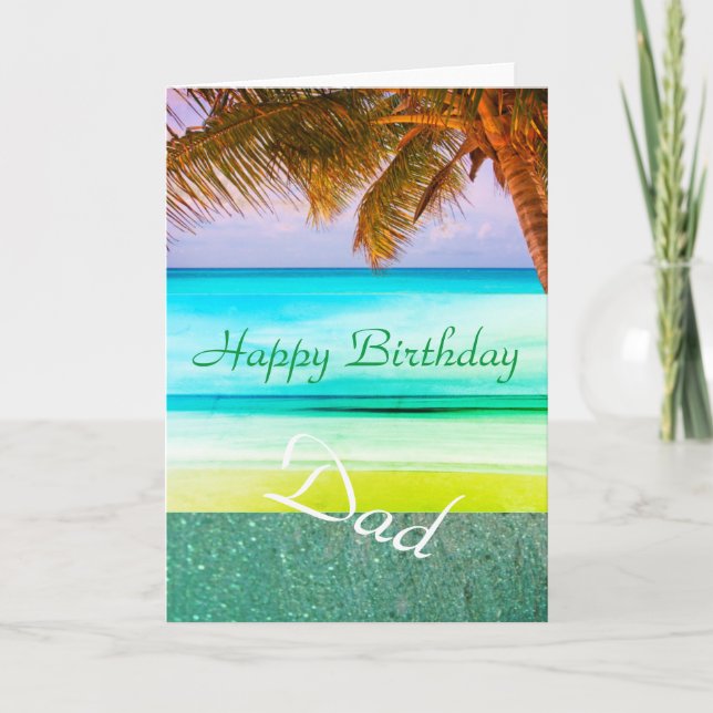Pappa Tropical Aqua Island Birthday Greeting Card Kort (Framsida)