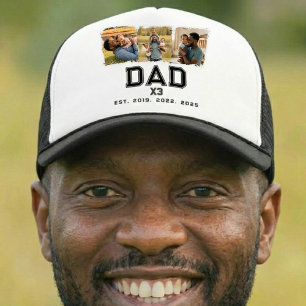 Pappa Upprättade Fet Stil Svart Vitt 3 Foto Hatt Keps
