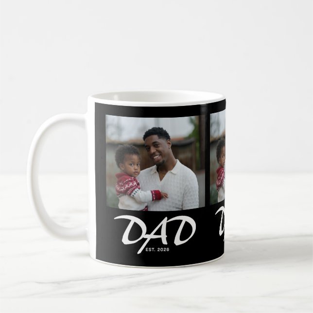 Pappa Upprättade Fet Svart 3 Foto Kaffe Mugg (Vänster)