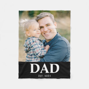 Pappa Upprättade Foto Fars Dag Fleecefilt