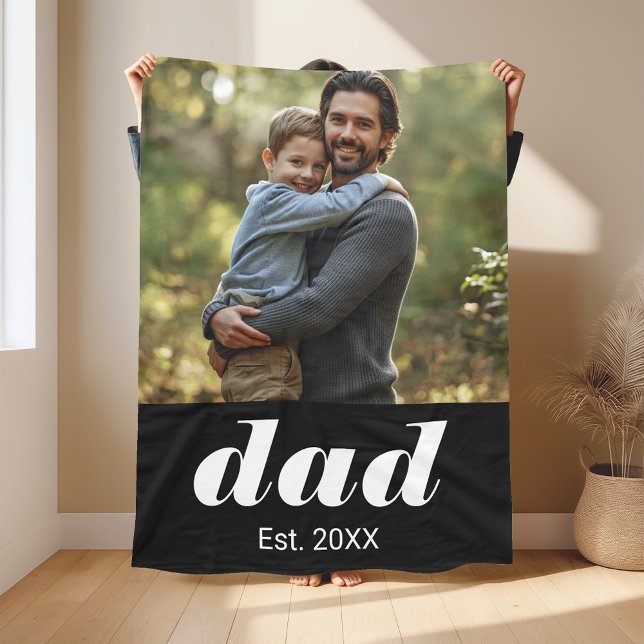 Pappa Upprättade Foto Fars Dag Fleecefilt (Skapare uppladdad)