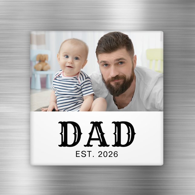 Pappa Upprättade Foto Svart Text Fars Dag Magnet (Skapare uppladdad)
