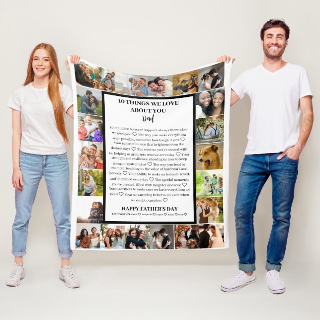 Pappa uppskattning | Fars dag 22 Fotokollage Fleecefilt (På plats)