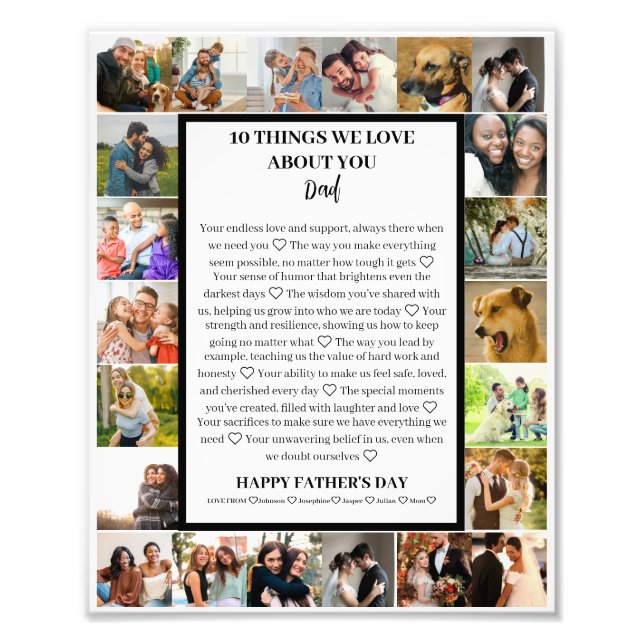 Pappa uppskattning | Fars dag 22 Fotokollage Fototryck (Framsidan)