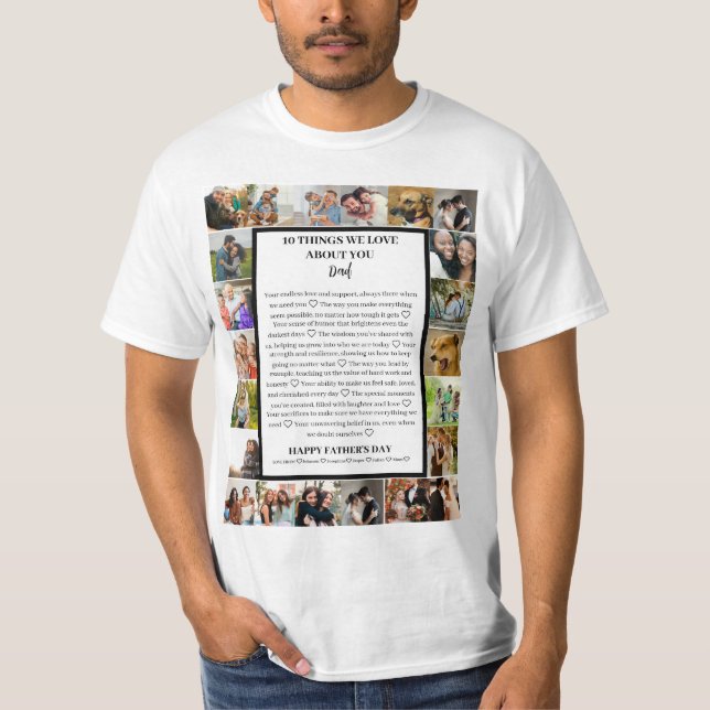 Pappa uppskattning | Fars dag 22 Fotokollage T Shirt (Framsida)