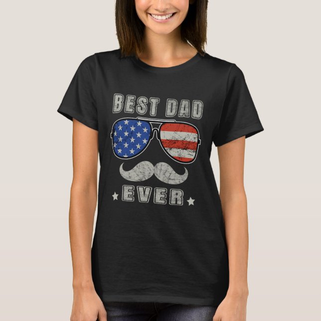 Pappa - USA:s Flagga Fars dag 4 juli T Shirt (Framsida)