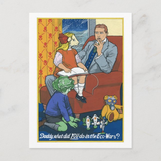 Pappa, vad gjorde du i Ecowars? Vykort (Framsida)