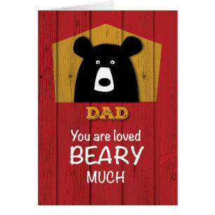 Pappa, Valentine Bear Önskemål på Red Wood Grain Hälsningskort