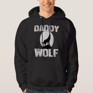 Pappa Varg Tröja Matchande Familjestam Vargar Måne Hoodie