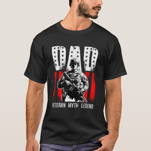 Pappa Veteran Myth Legend, Fars dag T Shirt (Framsida)