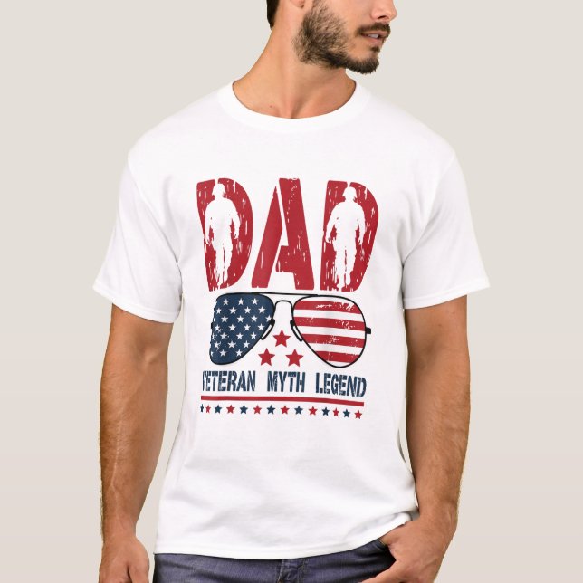 Pappa Veteran Mytt Legend, Fars Dag T Shirt (Framsida)