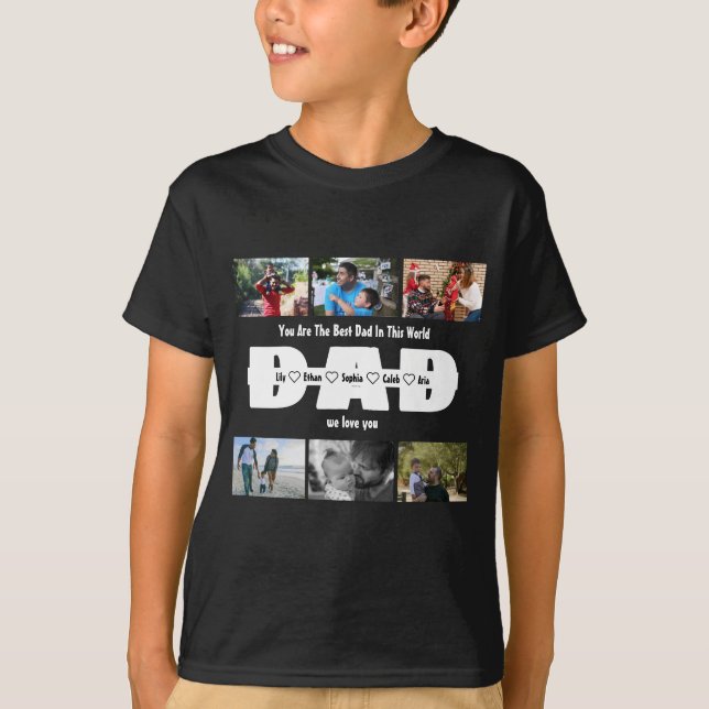 Pappa, vi älskar dig – Fars dag 6 Foto Collage T Shirt (Framsida)