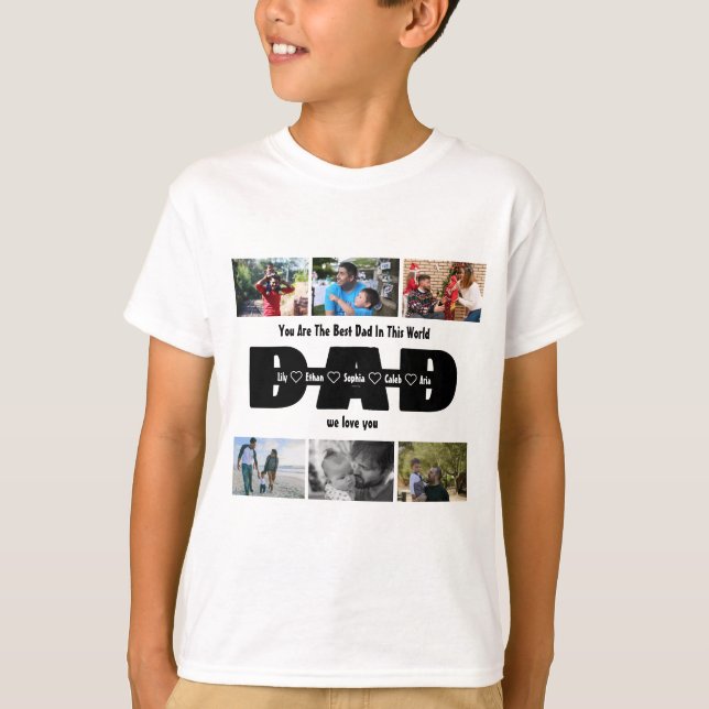 Pappa, vi älskar dig – Fars dag 6 Foto Collage T Shirt (Framsida)
