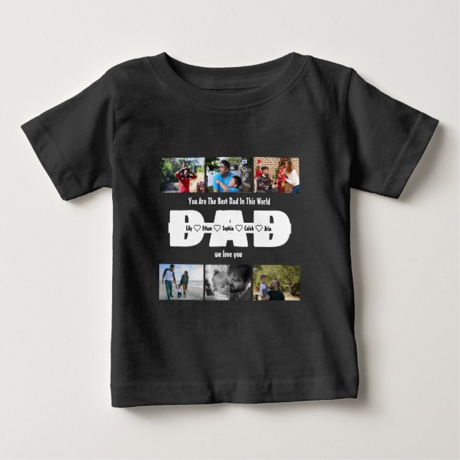 Pappa, vi älskar dig – Fars dag 6 Foto Collage T Shirt (Framsida)