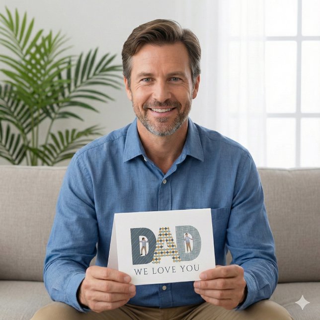 Pappa Vi älskar dig Foto Gratulationskort Kort (Let Dad know how much you love him with this personalized photo card! )