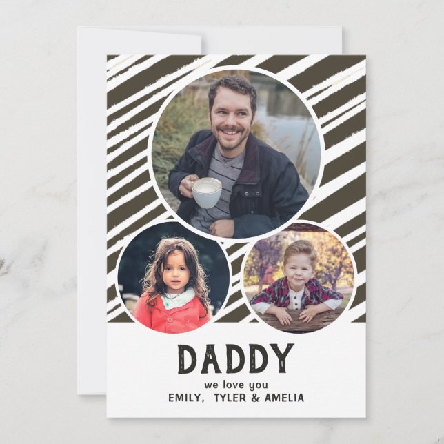 Pappa vi älskar dig Randiga ränder 3 bilder Fars d Julkort (Framsida)