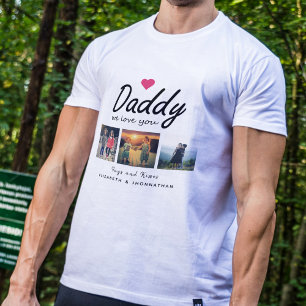 Pappa vi älskar dig Skript 3 Foto Collage Fader T Shirt