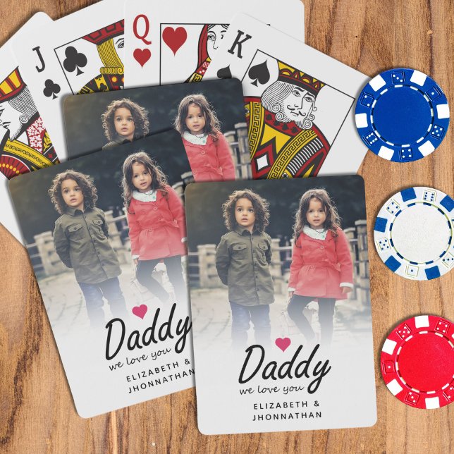 Pappa vi älskar dig Skript Enkel fader Foto  Casinokort (Skapare uppladdad)