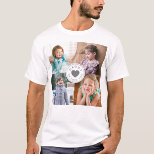Pappa Vi älskar dig Söt Hjärtan Barn 4 Foto Collag T Shirt