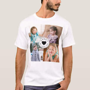 Pappa Vi älskar dig Svart hjärta Barn 4 Foto Colla T Shirt